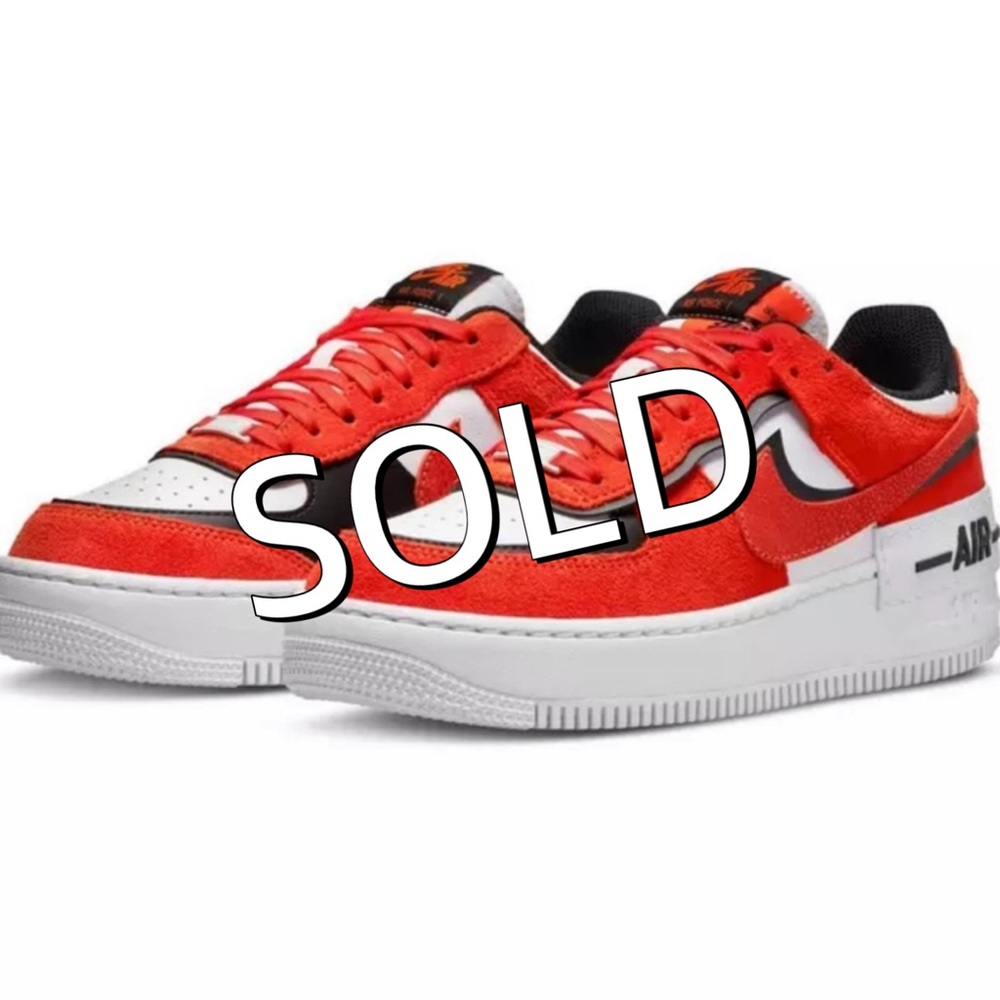 WOMEN Air Force 1 AF1 Shadow Rush Orange Black Guava Ice Platform Sneakers - Picture 1 of 12